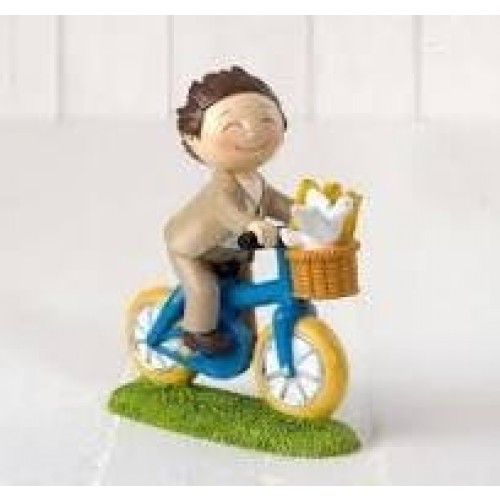 FIGURA TARTA COMUNION NIÑO BICILETA 13CM