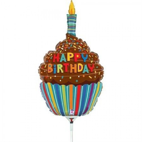 GLOBO 14" PALO FOIL FORMA CUPCAKE BIRT