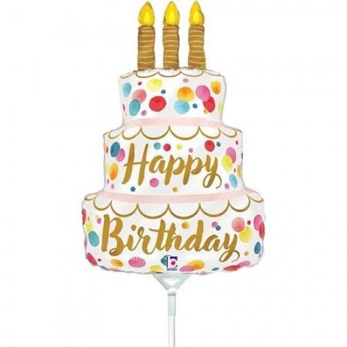 GLOBO 14" PALO FOIL FORMA TARTA BIRTHD