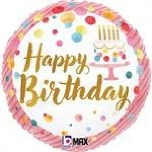 GLOBO 18" FOIL RND BIRTHDAY/PARTY ROSA