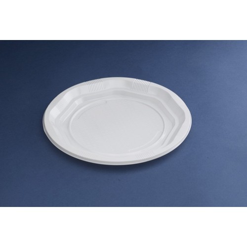 $E   10 PLATOS BLANCO PLASTICO 20,5CM