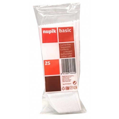 $E  25 CUCHARAS DE CAFE BLANCO 12,5CM