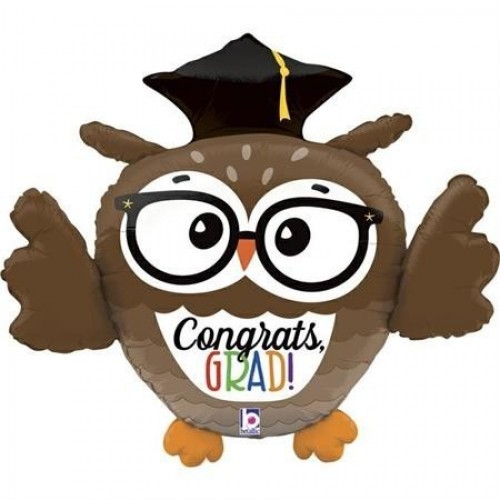 GLOBO 22" FOIL FORMA BUHO CONGRATS GRA