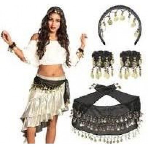 CONJUNTO DANZA DEL VIENTRE ZINGARA NEGRO