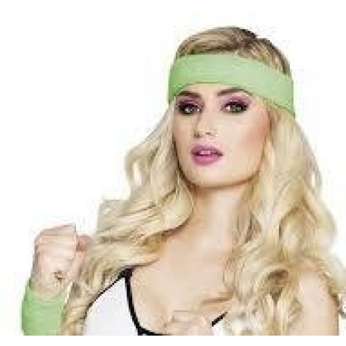   CINTA PELO 2 MUÑEQUERAS VERDE NEON