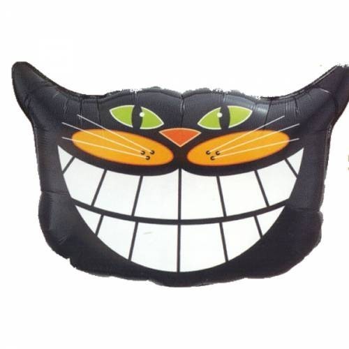 $D GLOBO 30" FOIL FORMA GATO SONRISA NEG