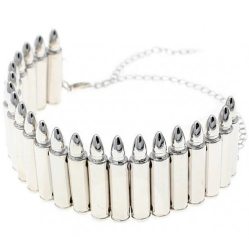   COLLAR DE BALA METAL PLATA