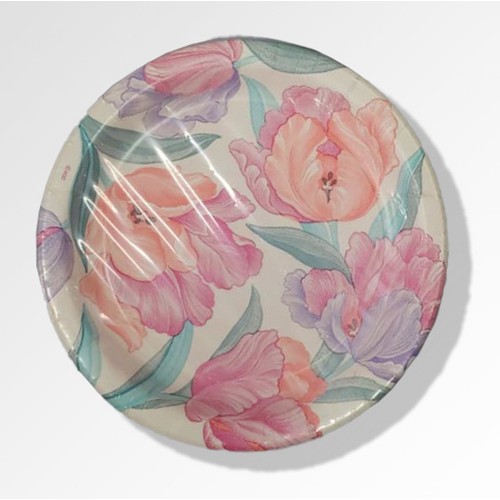 8 PLATOS FLORES TONOS ROSAS/LILA 22,86CM