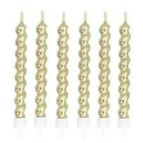   6 VELAS ESPIRAL METAL ORO 9CM