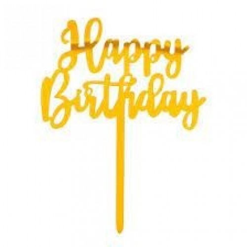  ADORNO TARTA H.BIRTHDA ORO 15X11CM