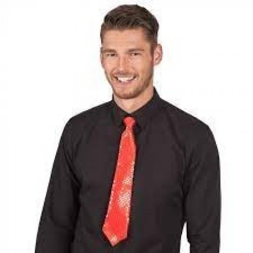   CORBATA CON LENTEJUELAS ROJA 40CM