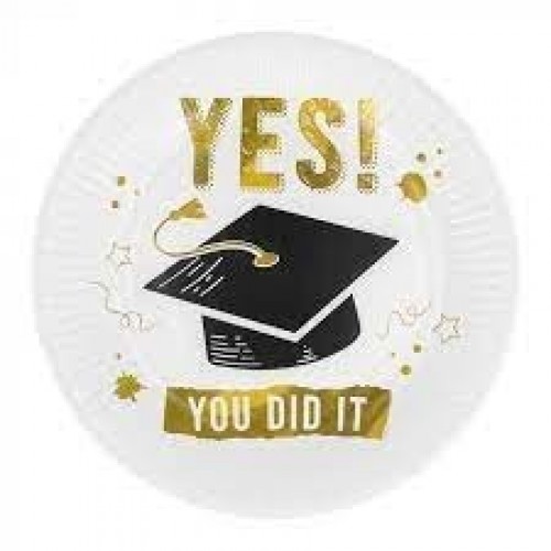 8 PLATOS CARTON GRADUACION YES! 23CM