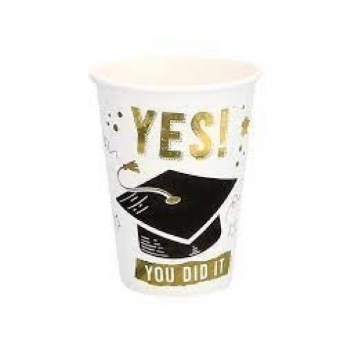 8 VASOS CARTON GRADUACION YES! 21CL