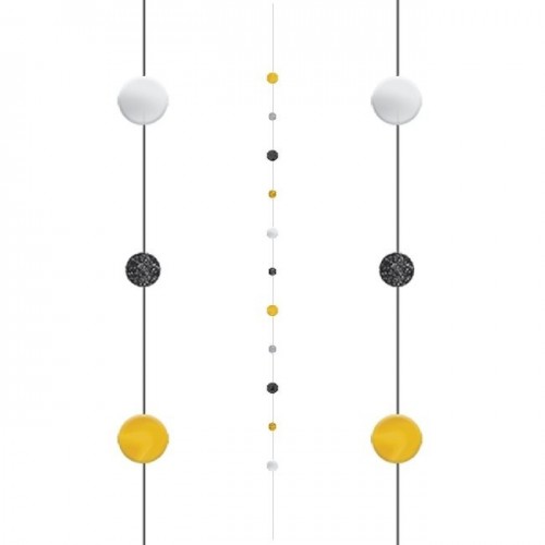 TIRA P/GLOBOS CIRCULO NEGRO/ORO/PLATA