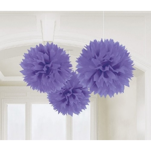   3 POMPONES VIOLETA 40CM