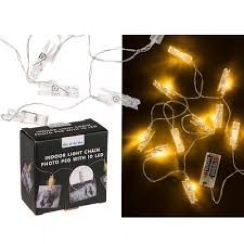 TIRA 10 LED PINZA ROPA PARA FOTOS 1,65MT