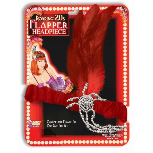 TOCADO CINTA PLUMA ROJA AÑOS 20