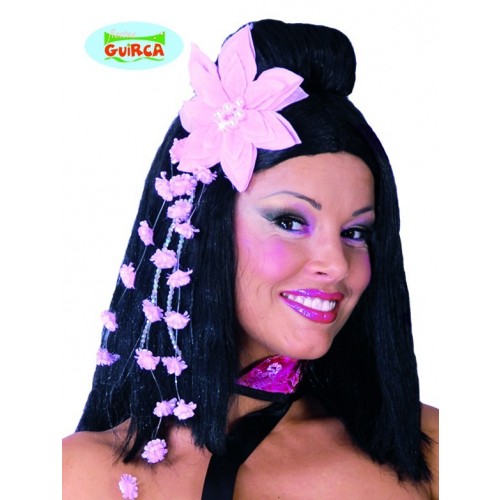 $D PELUCA JAPONESA TOCADO FLOR ROSA