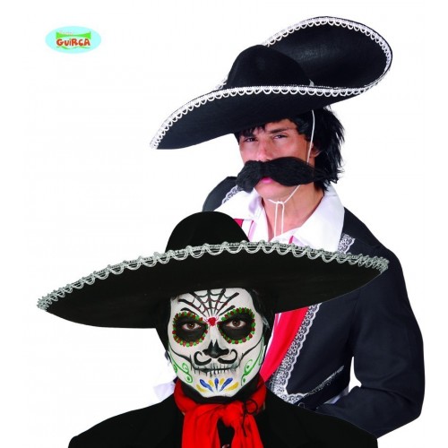 SOMBRERO MEXICANO FIELTRO NEGRO 55CM