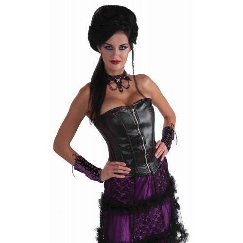  CORSET GOTICO IMITACION CUERO NEGRO