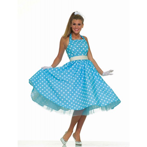  DISFRAZ T-STD VESTIDO AZUL TOPO AÑOS50