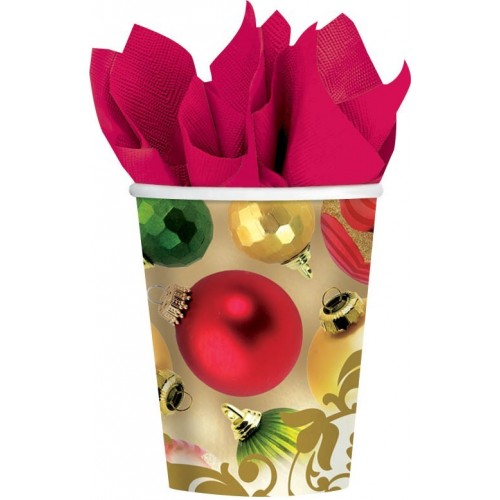 $PAQ.8/U VASO BOLA NAVIDAD 266ML
