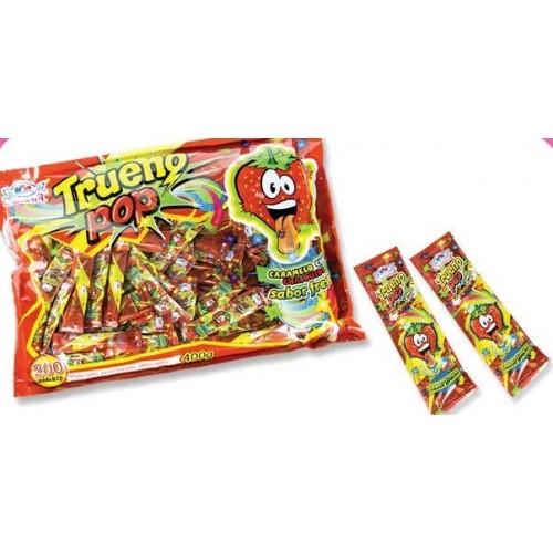 PAQ.200/U TRUENO POP CHASQUIDO FRESA
