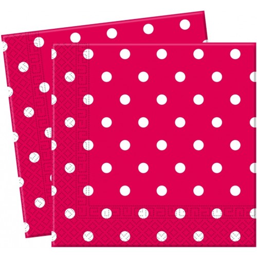 $E   20 SERVILLETAS ROJA TOPO 33CM