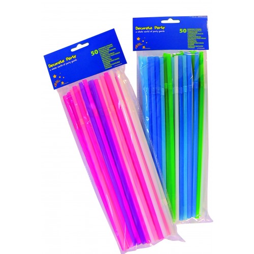 $E50 PAJITAS FLEXIBLE CELESTE 24CM
