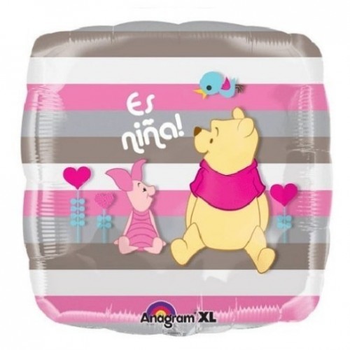 GLOBO 18" CUADRADO WINNIE ES NIÑA