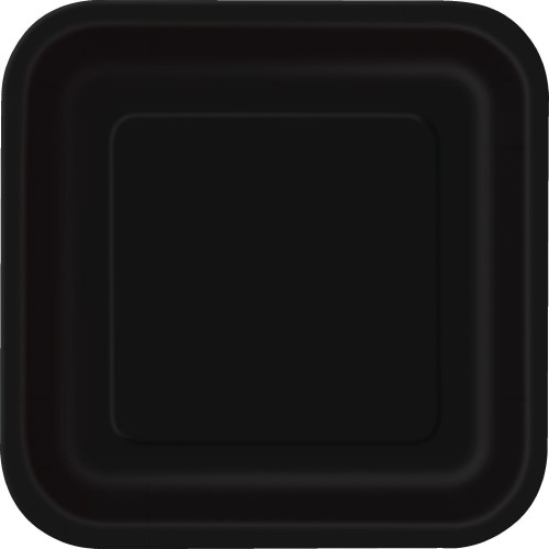 $E PAQ.14/U PLATO CUADR.NEGRO 22,9CM