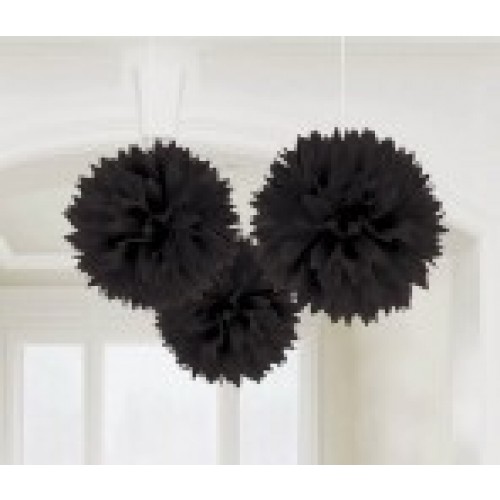 PAQ.3/U BOLA POMPON NEGRA 40,64CM