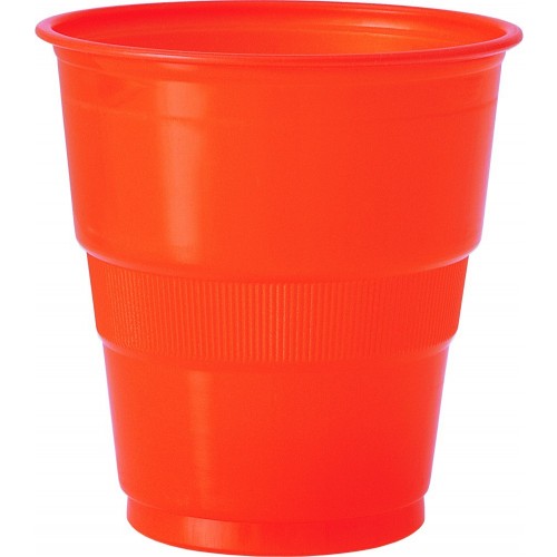 $E PAQ.12/U VASOS PLAST. NARANJA 270ML