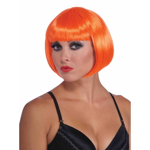 PELUCA AÑOS 80 CORTA NARANJA NEON