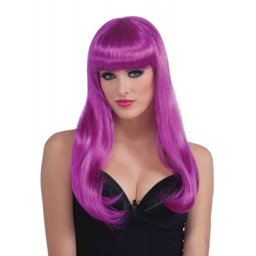 PELUCA AÑOS 80 LARGA LISA VIOLETA NEO