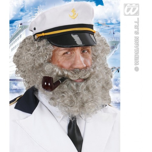 PELUCA BARBA BIGOTE RIZADA GRIS