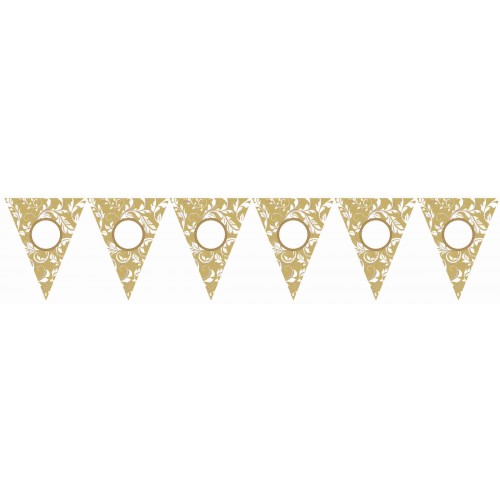 KIT 24PZ BANDERIN PERSONALIZABLE ORO/BNC