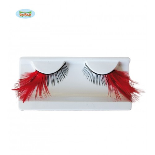 PESTAÑAS NEGRAS PLUMAS ROJAS