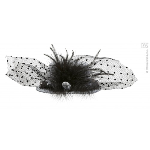 MINI SOMBRERO PLATA TUL NEGRO