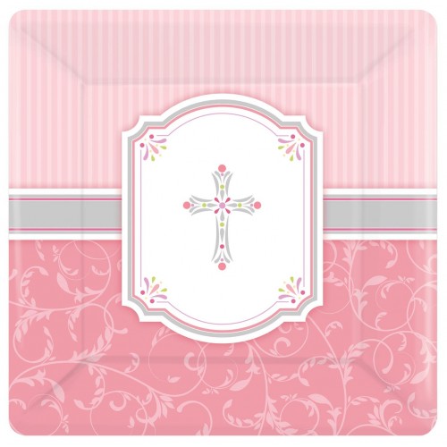 PAQ.8/U PLATO CRUZ ROSA 25,4CM