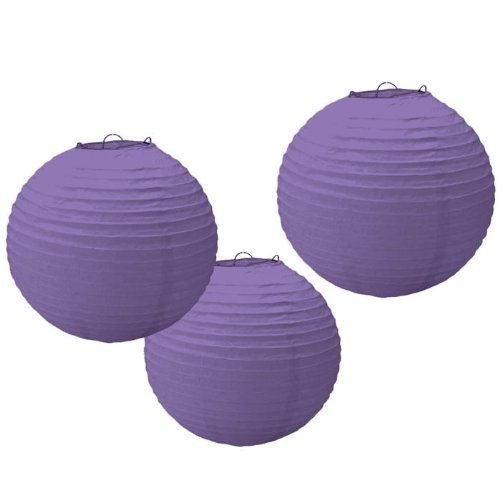   3 FAROLES REDONDO VIOLETA 24CM