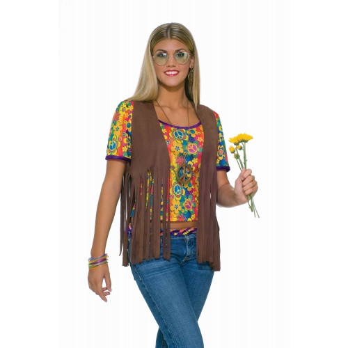  CHALECO T-UNICA FLECO MARRON HIPPIE