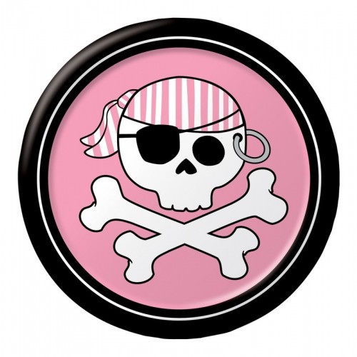 PAQ.8/U PLATOS PIRATA ROSA/NEGRO 17,4CM