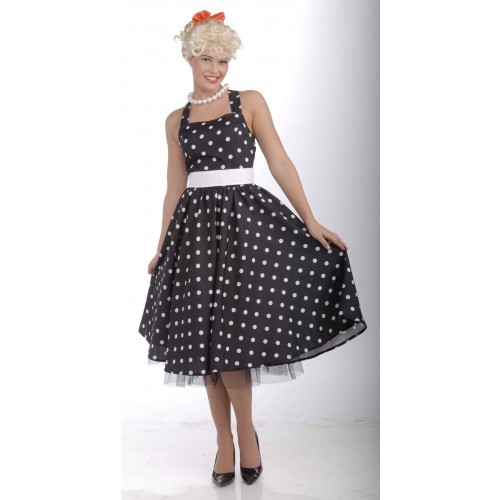 DISFRAZ T40/42 VESTIDO NEGRO TOPO BLANC