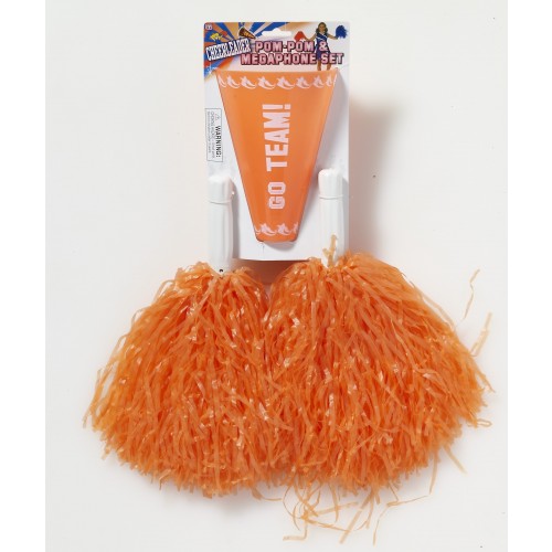 SET 2 POM POM MEGAFONO ANIMADORA NARANJA