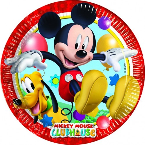 =  8 PLATOS CARTON MICKEY PLAY 23CM