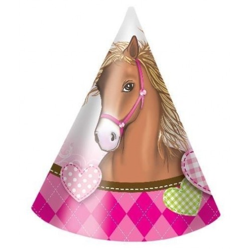 $E   6 SOMBREROS CONO CABALLO ROSA