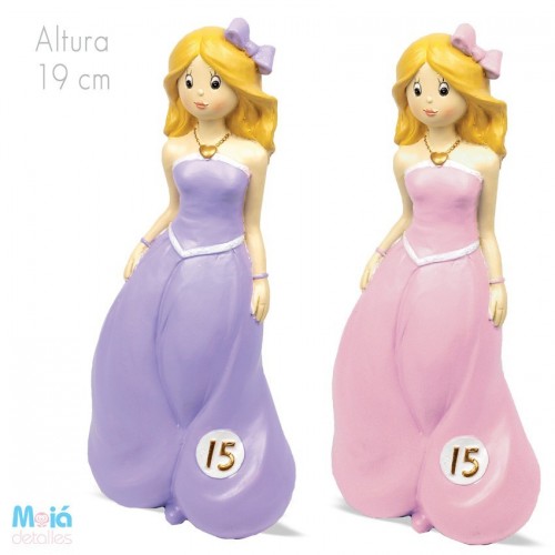 FIGURA NIÑA VESTIDO MIS 15 AÑOS SUR 18CM