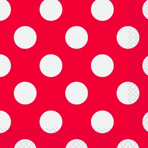  PAQ.16/U SERVILLETA ROJA TOPO 25CM