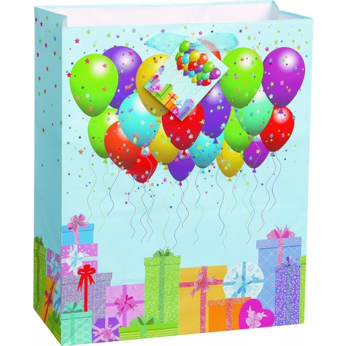 BOLSA REGALO CUMPLEAÑO GLITTER 26X32CM